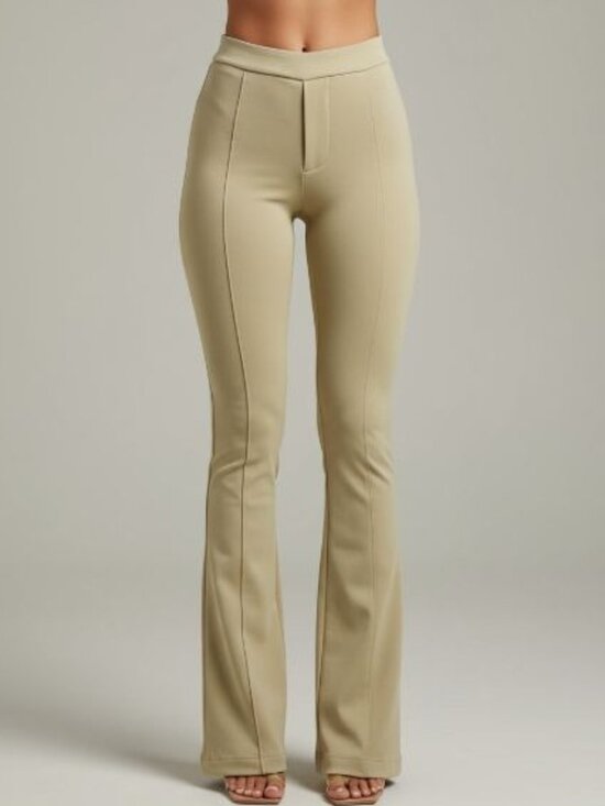 Tracy Reese Pants - Vintage Tracy Reese Midrise S Flat Front Flare Leg Y2K Pants Tan